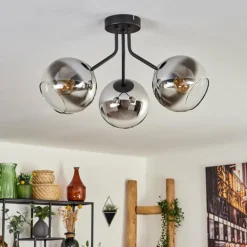 Plafonnier - Verre Koyoto Chrome, Clair, Fumé, 3 lumières