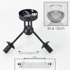 Plafonnier - Verre Koyoto Chrome, Clair, Fumé, 3 lumières