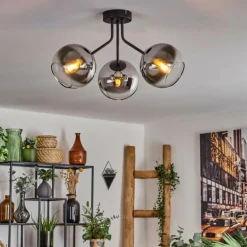 Plafonnier - Verre Koyoto Chrome, Clair, Fumé, 3 lumières