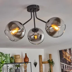 Plafonnier - Verre Koyoto Chrome, Clair, Fumé, 3 lumières