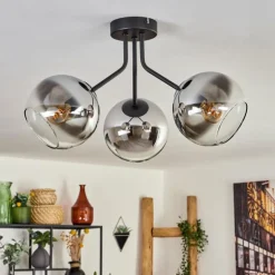 Plafonnier - Verre Koyoto Chrome, Clair, Fumé, 3 lumières