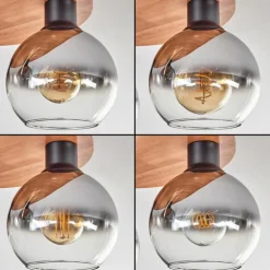 Plafonnier - Verre Koyoto Écru, Noir, 5 lumières