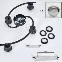 Plafonnier - Verre Koyoto Chrome, Clair, Fumé, 4 lumières