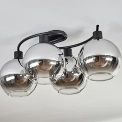 Plafonnier - Verre Koyoto Chrome, Clair, Fumé, 4 lumières