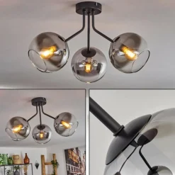 Plafonnier - Verre Koyoto Noir, 3 lumières