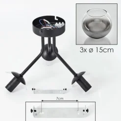 Plafonnier - Verre Koyoto Noir, 3 lumières