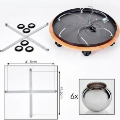 Plafonnier - Verre Koyoto Écru, Noir, 6 lumières