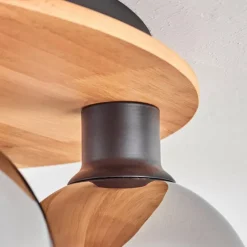 Plafonnier - Verre Koyoto Écru, Noir, 6 lumières