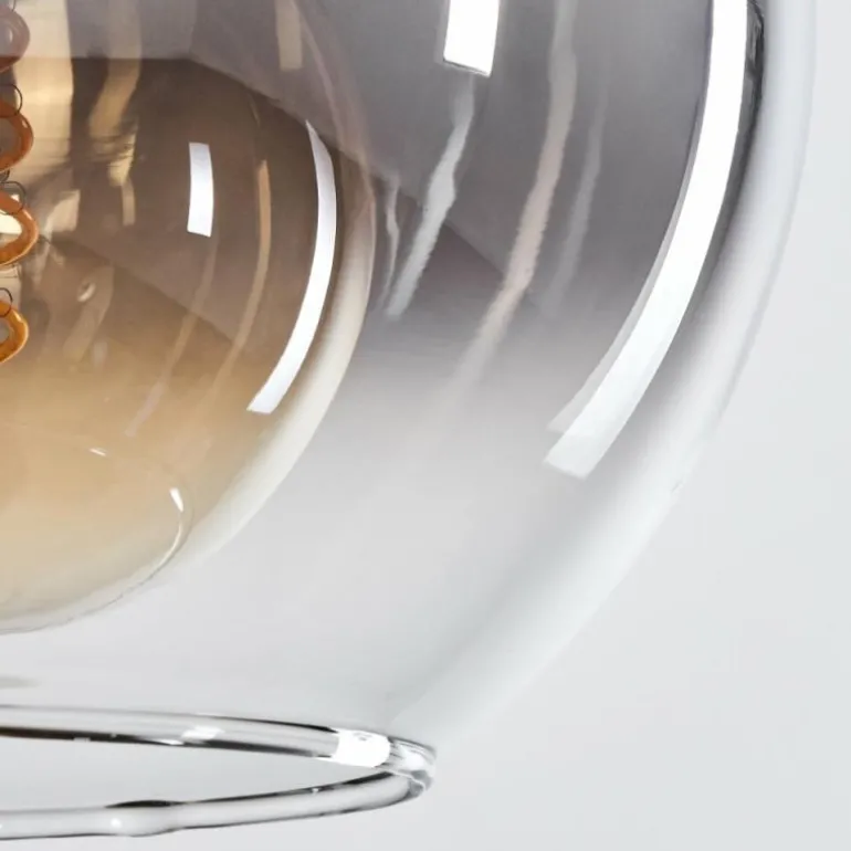 Plafonnier - Verre Koyoto Écru, Noir, 6 lumières