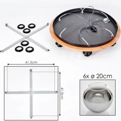 Plafonnier - Verre Koyoto Écru, Noir, 6 lumières