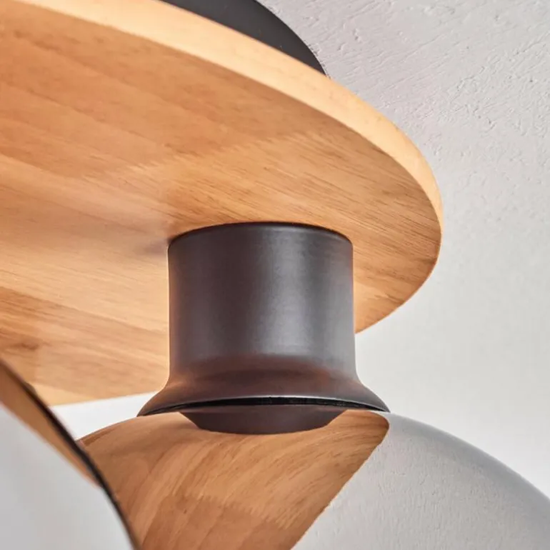 Plafonnier - Verre Koyoto Écru, Noir, 6 lumières