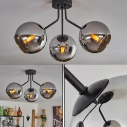 Plafonnier - Verre Koyoto Chrome, Fumé, 3 lumières