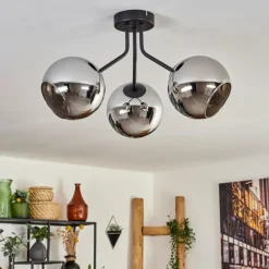 Plafonnier - Verre Koyoto Chrome, Fumé, 3 lumières