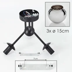 Plafonnier - Verre Koyoto Chrome, Fumé, 3 lumières