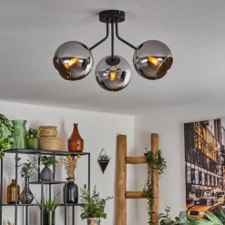 Plafonnier - Verre Koyoto Chrome, Fumé, 3 lumières