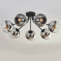 Plafonnier - Verre Koyoto Chrome, Clair, Fumé, 7 lumières