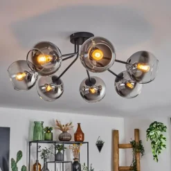 Plafonnier - Verre Koyoto Chrome, Clair, Fumé, 7 lumières