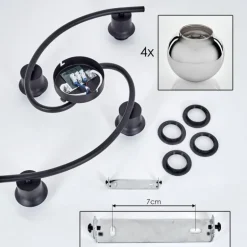 Plafonnier - Verre Koyoto Chrome, Fumé, 4 lumières