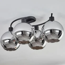 Plafonnier - Verre Koyoto Chrome, Fumé, 4 lumières