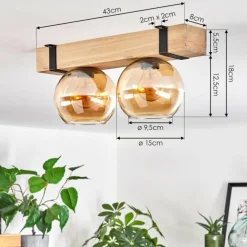 Plafonnier - Verre Montgomery Écru, Noir, 2 lumières