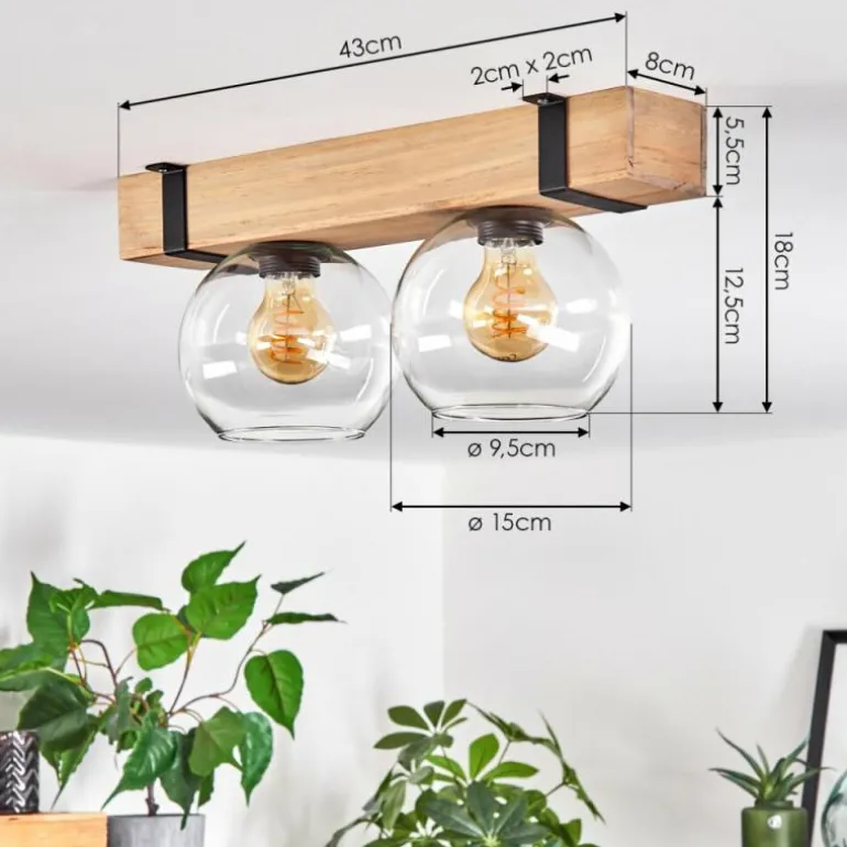 Plafonnier - Verre Montgomery Écru, Noir, 2 lumières