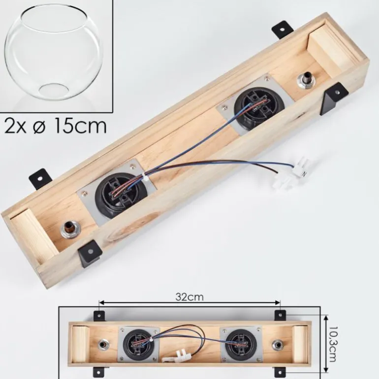 Plafonnier - Verre Montgomery Écru, Noir, 2 lumières