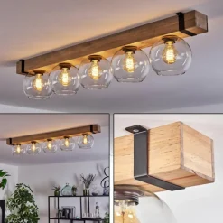 Plafonnier - Verre Montgomery Écru, Noir, 5 lumières