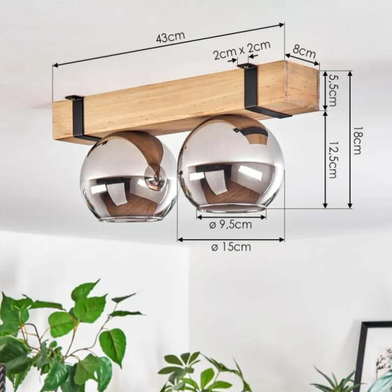 Plafonnier - Verre Montgomery Écru, Noir, 2 lumières