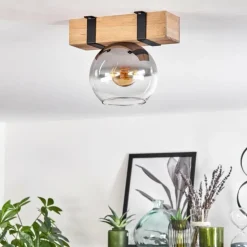 Plafonnier - Verre Montgomery Écru, Noir, 1 lumière