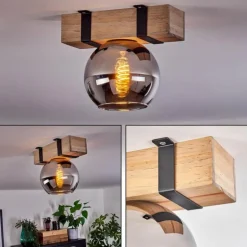 Plafonnier - Verre Montgomery Écru, Noir, 1 lumière