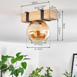 Plafonnier - Verre Montgomery Écru, Noir, 1 lumière