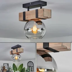 Plafonnier - Verre Montgomery Écru, Noir, 1 lumière