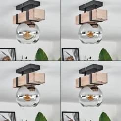 Plafonnier - Verre Montgomery Écru, Noir, 1 lumière