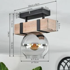 Plafonnier - Verre Montgomery Écru, Noir, 1 lumière