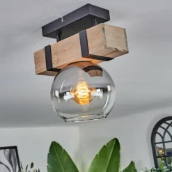 Plafonnier - Verre Montgomery Écru, Noir, 1 lumière