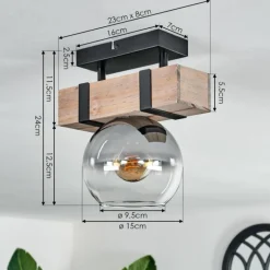 Plafonnier - Verre Montgomery Écru, Noir, 1 lumière