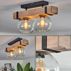 Plafonnier - Verre Montgomery Écru, Noir, 2 lumières