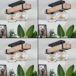 Plafonnier - Verre Montgomery Écru, Noir, 2 lumières