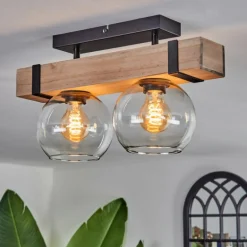 Plafonnier - Verre Montgomery Écru, Noir, 2 lumières