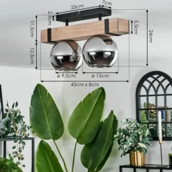 Plafonnier - Verre Montgomery Écru, Noir, 2 lumières