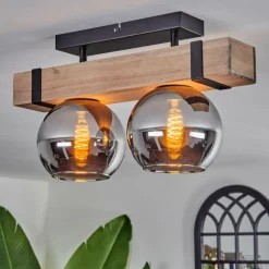 Plafonnier - Verre Montgomery Écru, Noir, 2 lumières