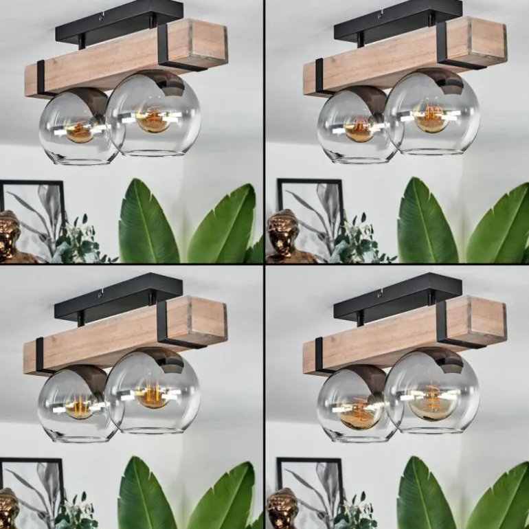 Plafonnier - Verre Montgomery Écru, Noir, 2 lumières