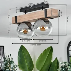 Plafonnier - Verre Montgomery Écru, Noir, 2 lumières