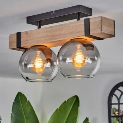 Plafonnier - Verre Montgomery Écru, Noir, 2 lumières