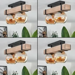 Plafonnier - Verre Montgomery Écru, Noir, 2 lumières