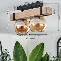 Plafonnier - Verre Montgomery Écru, Noir, 2 lumières