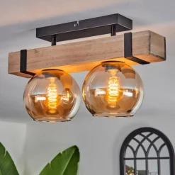 Plafonnier - Verre Montgomery Écru, Noir, 2 lumières