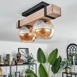 Plafonnier - Verre Montgomery Écru, Noir, 2 lumières