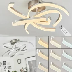 Plafonnier Vignats LED Nickel mat, 4 lumières, Télécommandes