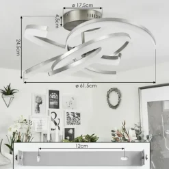 Plafonnier Vignats LED Nickel mat, 4 lumières, Télécommandes